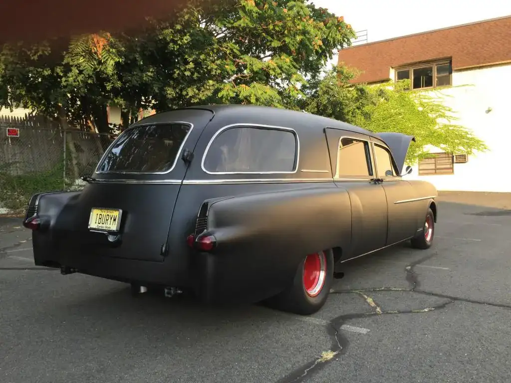 1952 Packard Henney Hearse Hot Rod rear passenger quarter view as seen in 2022