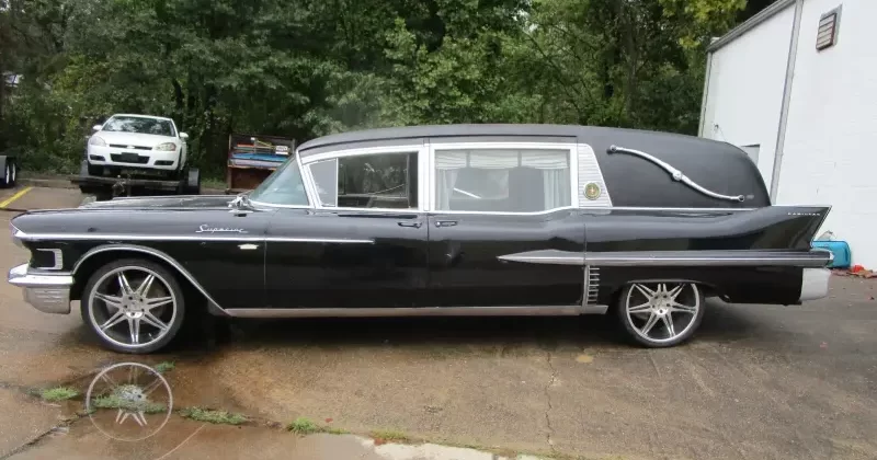 1958 Cadillac Superior 3-Way Hearse driver side view