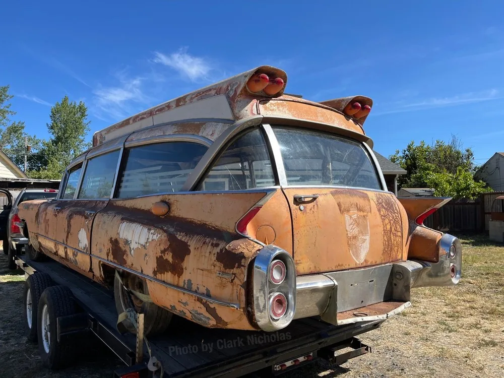1960 Cadillac Superior Ambulance Rescuer driver side rear quarter view