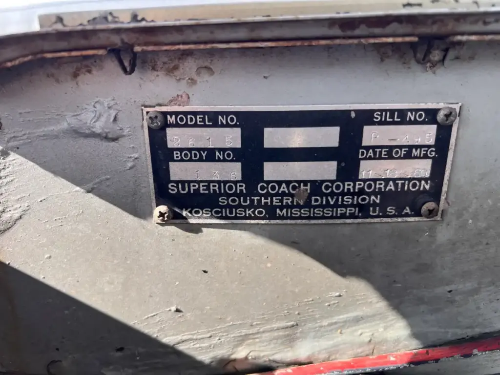 1961 Pontiac Bonneville Superior Ambulance Hearse Combination coach builder data plate