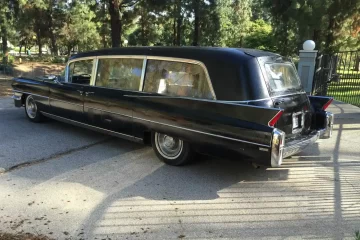 1963 Cadillac Hearse driver side rear quarter view