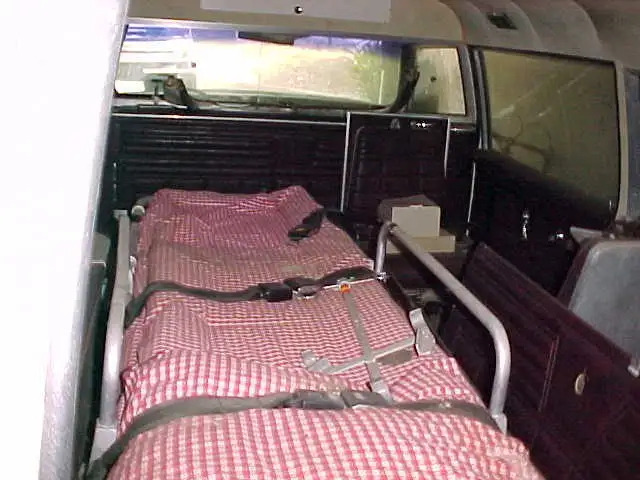 1970 Cadillac Hearse Ambulance Combination inside rear gurney jump seats