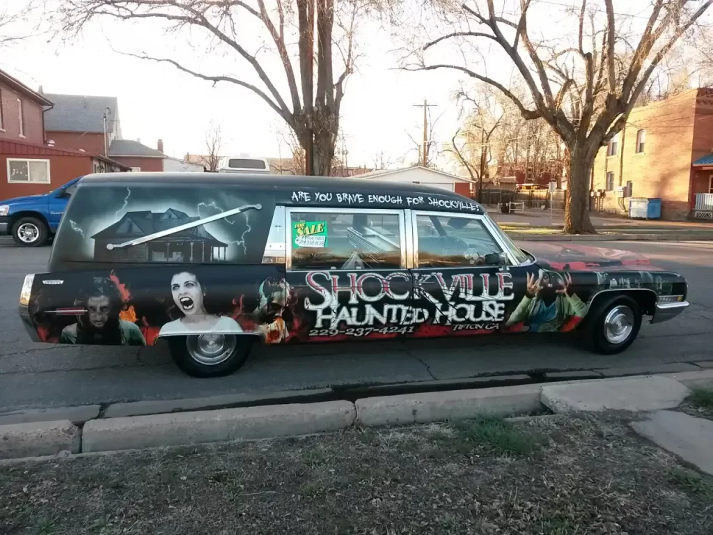 1971 Cadillac Miller Meteor Hearse "Shockville" passenger side view