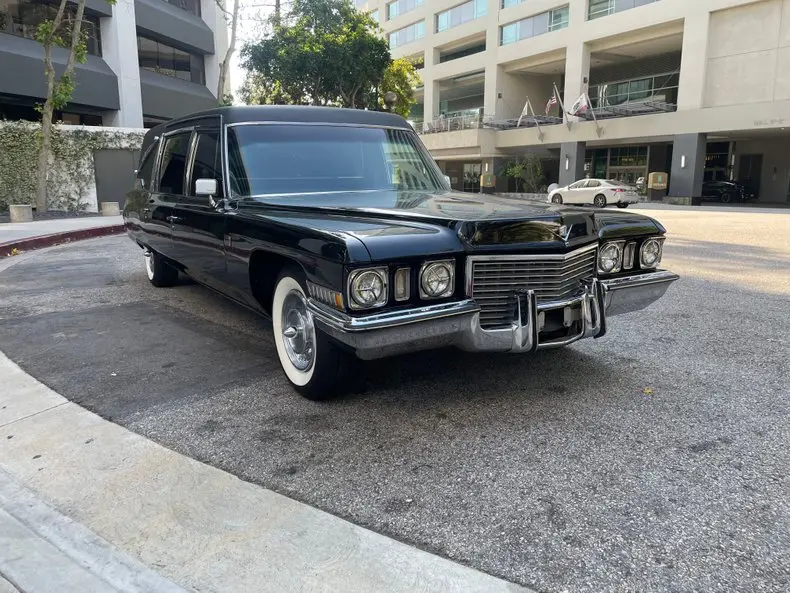 1972 Cadillac Superior Hearse Limousine passenger side front angle