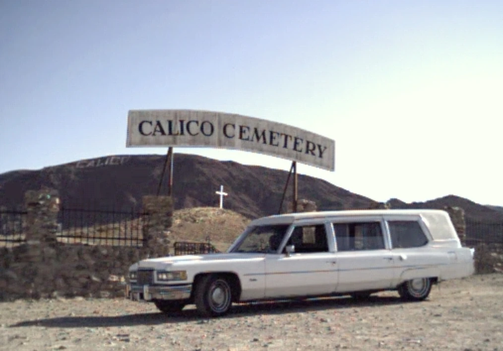 1976 Cadillac Superior Hearse Ambulance Combo at Calico Cemetery