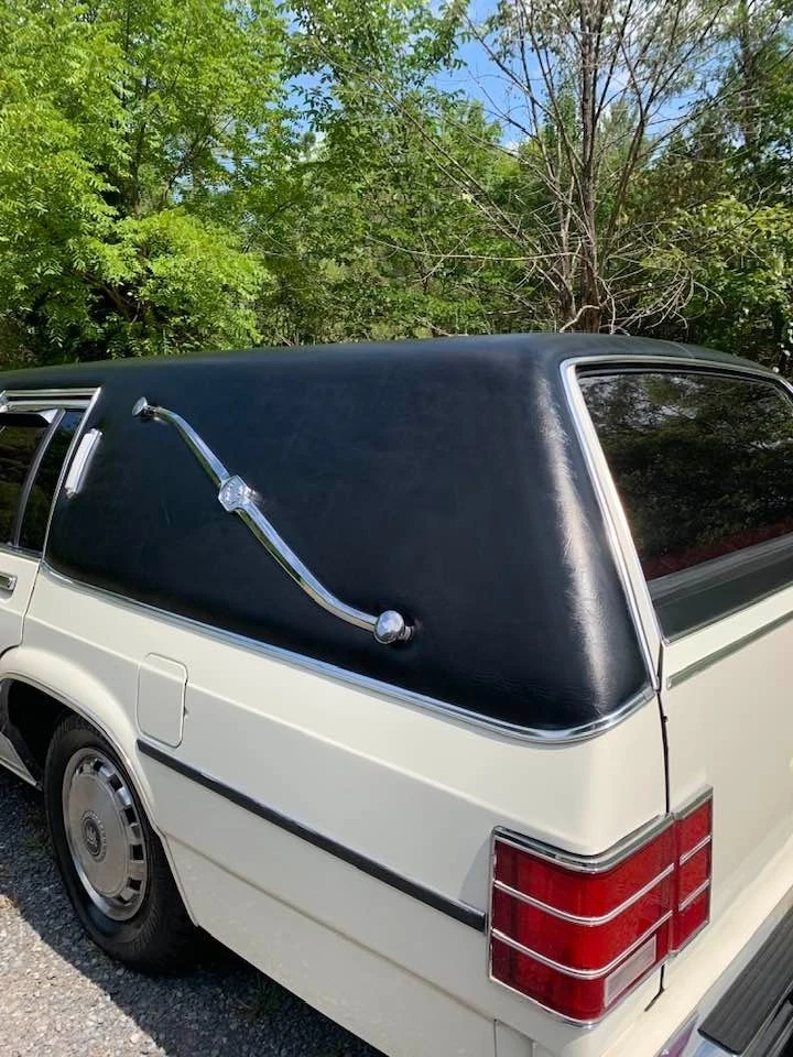 1980 Mercury Thacker First Call Hearse 1980 Mercury Colony Park Thacker First Call Hearse driver side landau bar