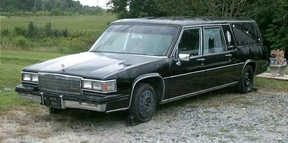 1985 Cadillac Hearse front driver side quarter view