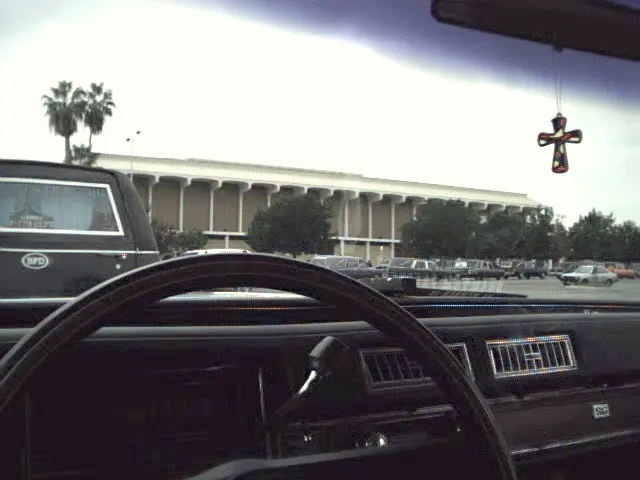 Near Knott's Berry Farm for Guinness World Book of Records Longest Hearse Procession attempt October 7 2000
