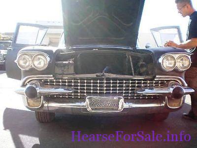 1958 Cadillac Eureka Hearse Landau front end, hood up