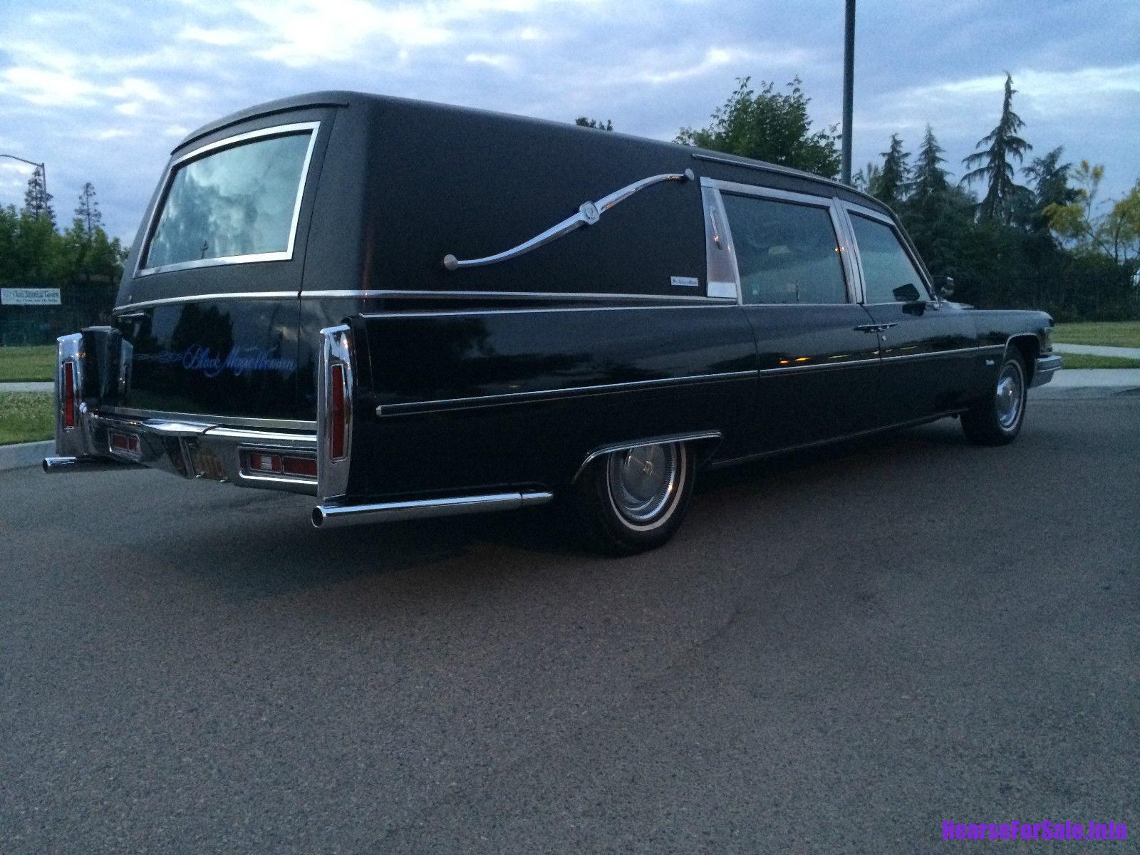 1975 Cadillac Miller-Meteor 3-Way Hearse passenger side rear quarter view
