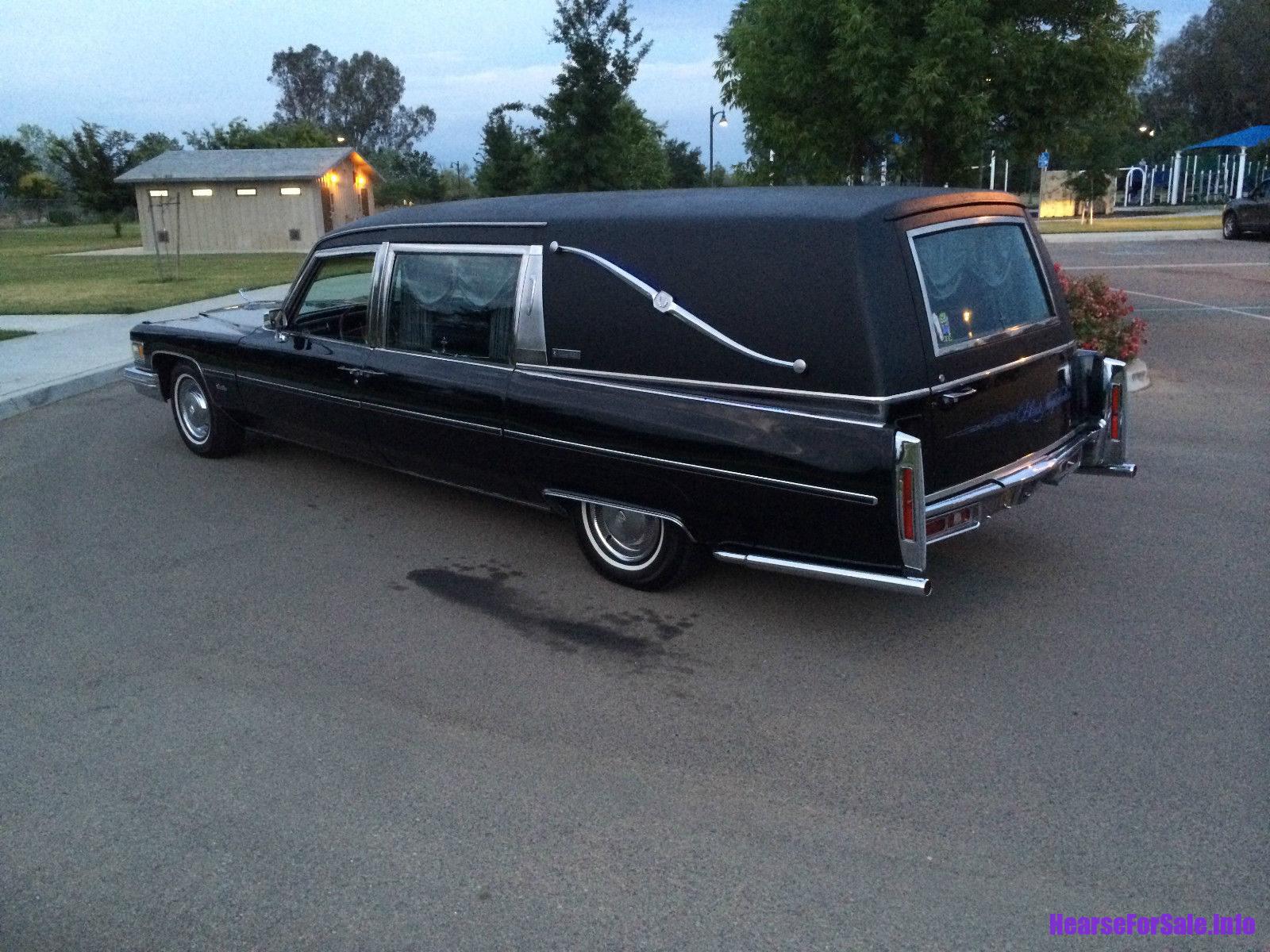 1975 Cadillac Miller-Meteor 3-Way Hearse driver side rear quarter view
