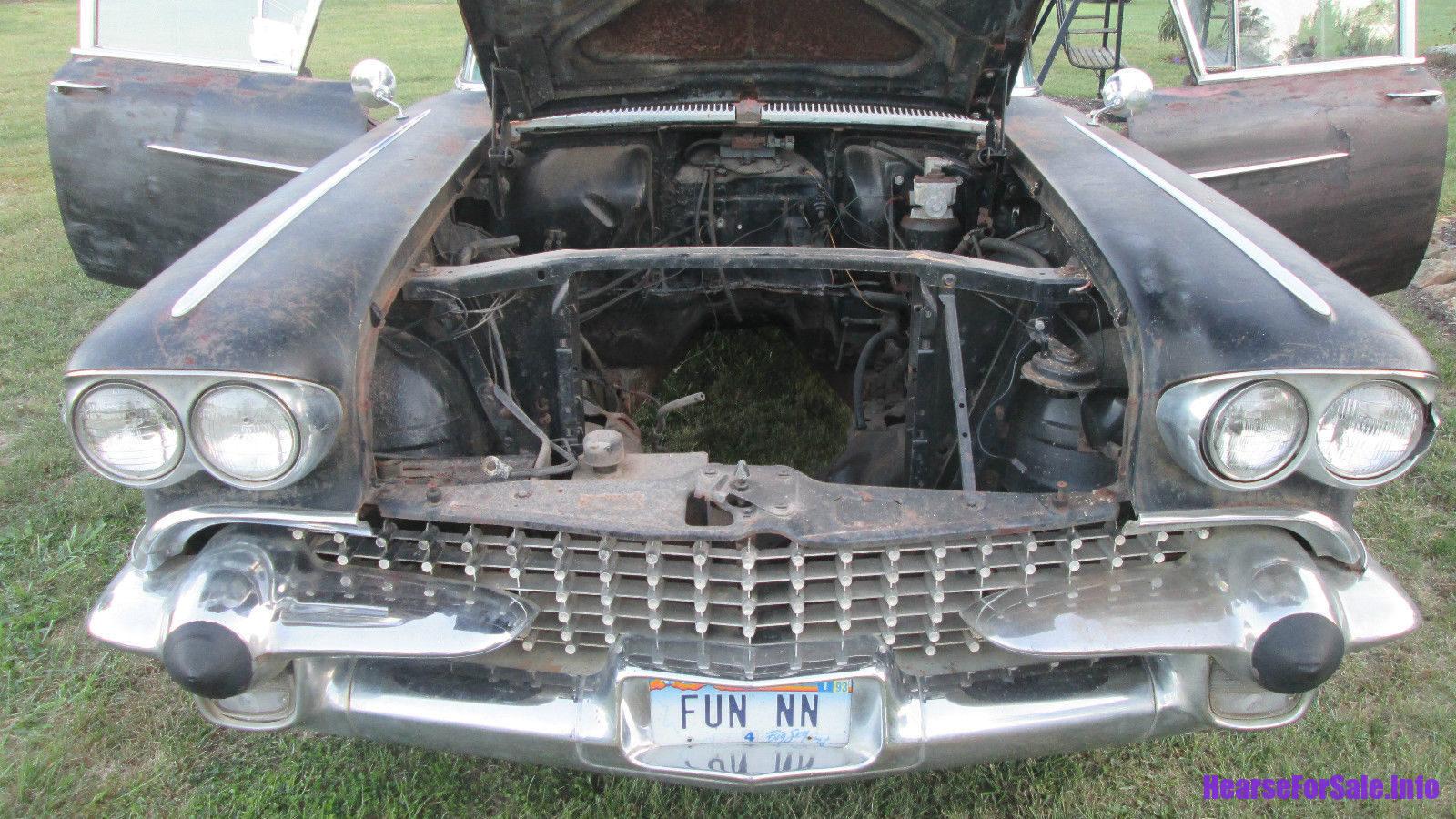 1958 Cadillac Superior 3-way Hearse engine compartment