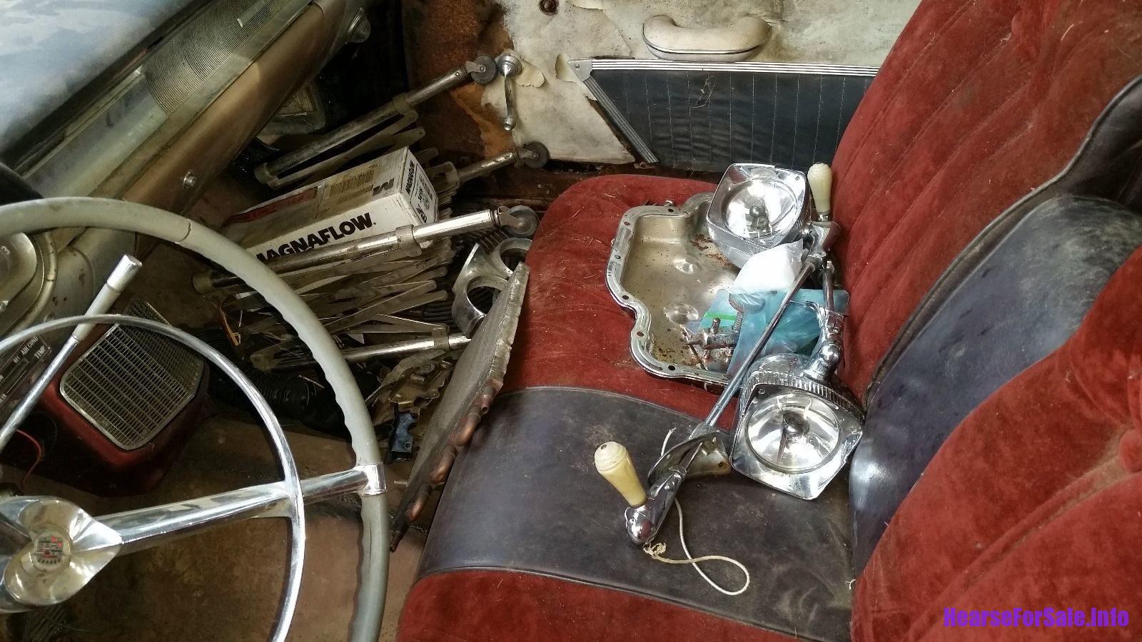 1958 Cadillac Superior Hearse driver cab, bench seat