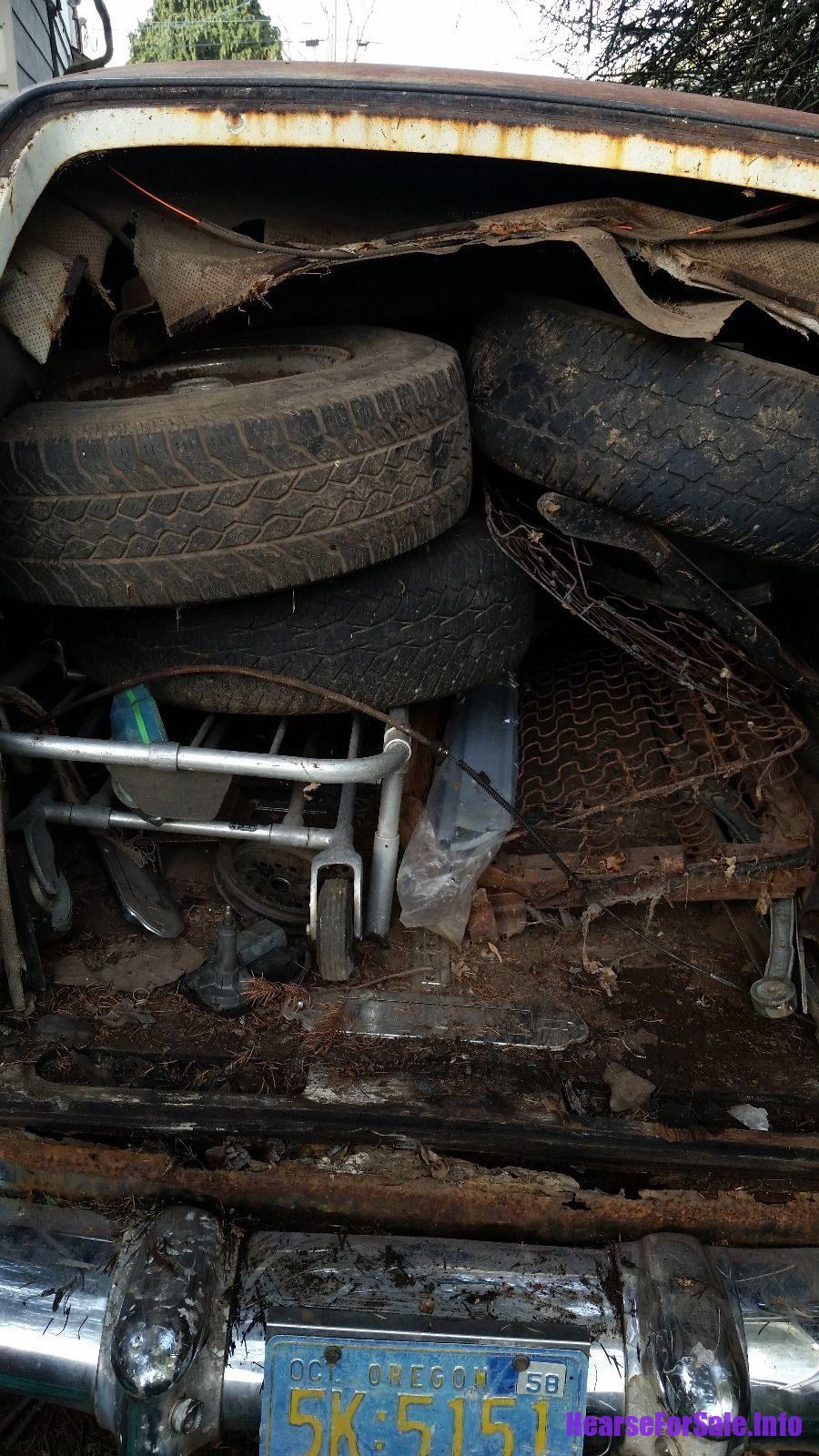 1958 Cadillac Superior Hearse inside rear, casket compartment