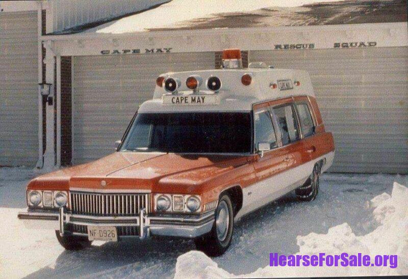 1973 Cadillac Superior Hi-top Ambulance original color, orange and white