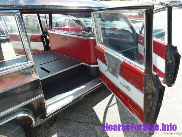1963 Oldsmobile Hearse passenger side rear door opened