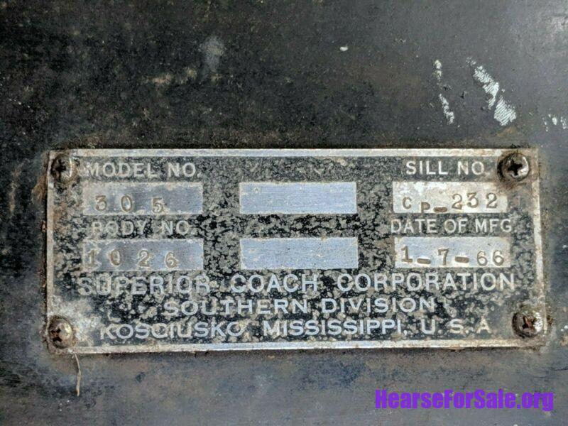 1966 Pontiac Bonneville Hearseambulance 1966 Pontiac Bonneville Hearse/Ambulance, Superior Coach Corporation data plate