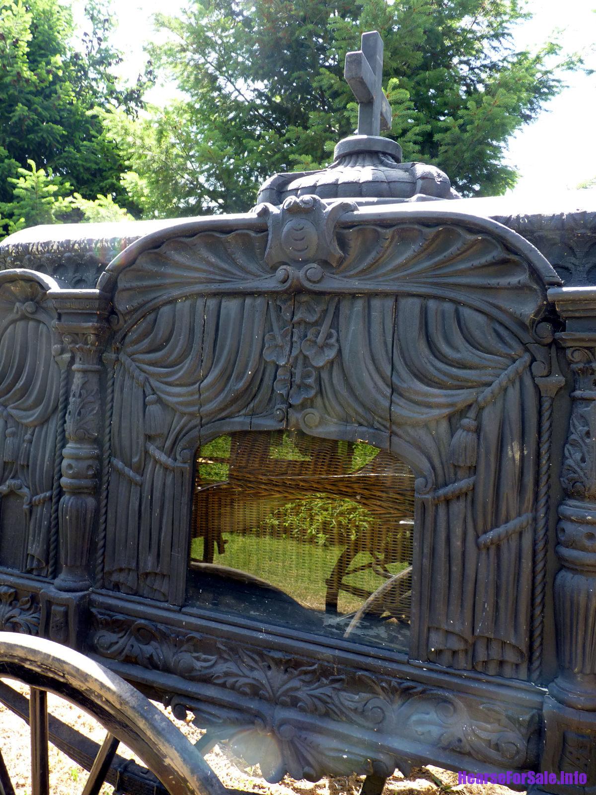 1875 Hand-carved Horse-drawn Hearse for a child or maiden.