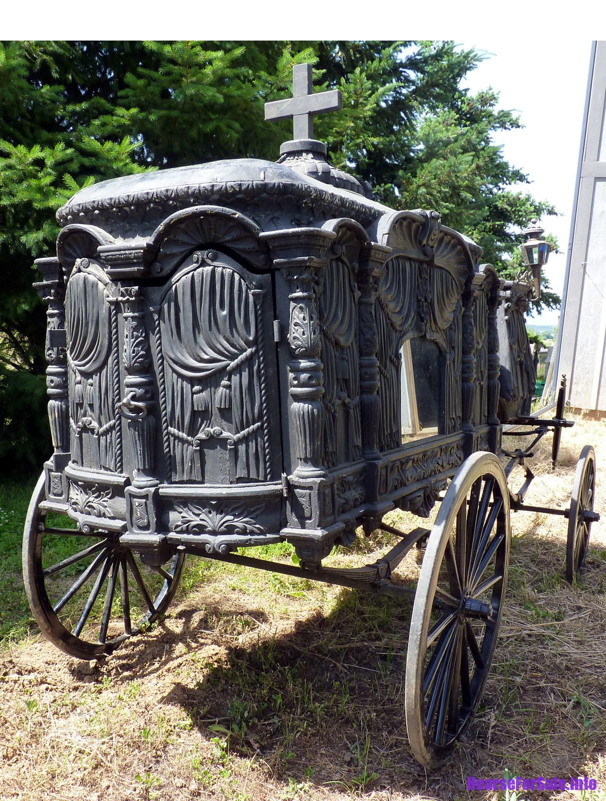 1875 Hand-carved Horse-drawn Hearse for a child or maiden.