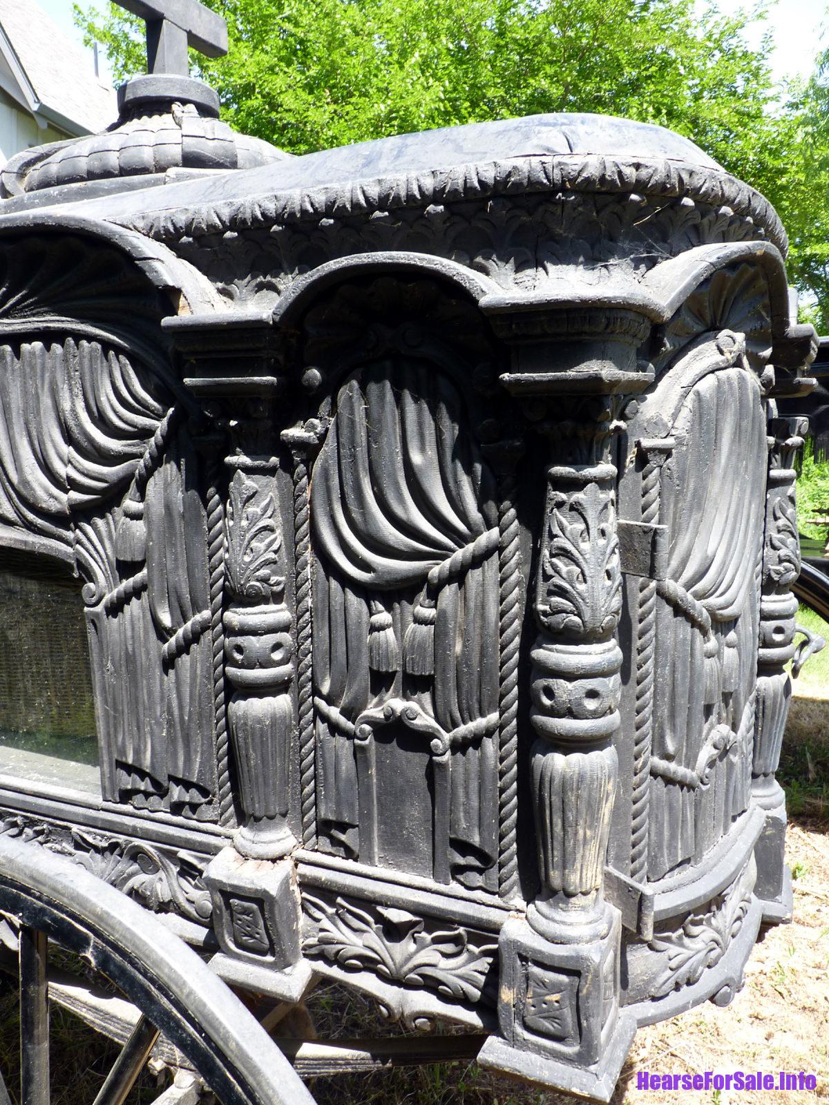 1875 Hand-carved Horse-drawn Hearse for a child or maiden.