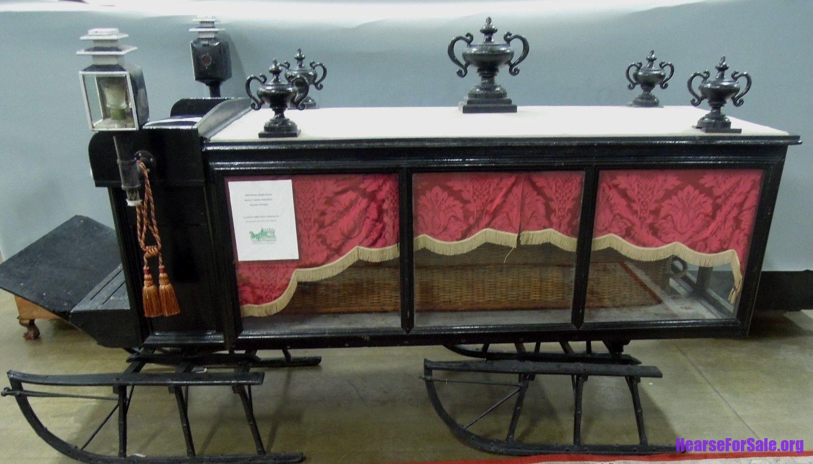 Antique 1880 Horse Drawn Sleigh Hearse Carriage Antique 1880 Horse-drawn Sleigh Hearse Carriage left side view