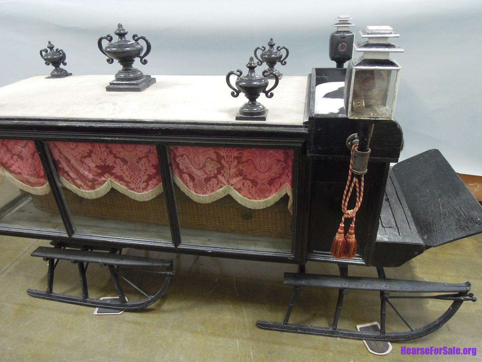Antique 1880 Horse Drawn Sleigh Hearse Carriage Antique 1880 Horse-drawn Sleigh Hearse Carriage right side view
