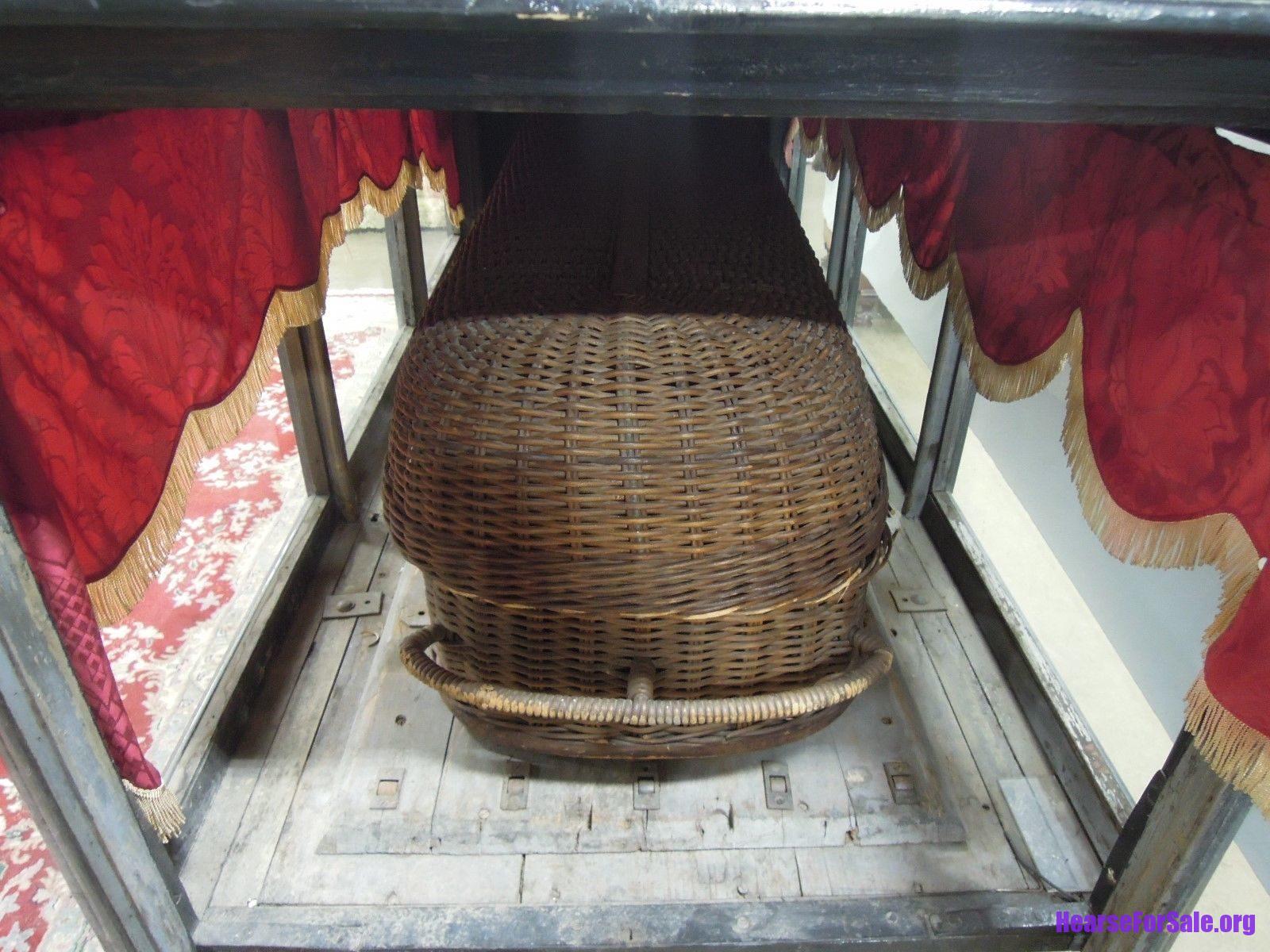 Antique 1880 Horse Drawn Sleigh Hearse Carriage Antique 1880 Horse-drawn Sleigh Hearse Carriage with wicker casket in casket compartment