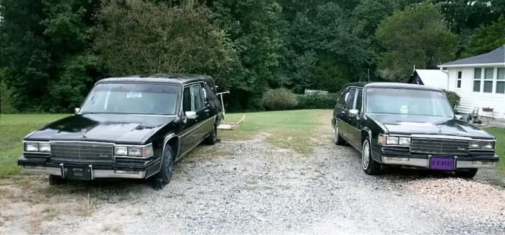 1985 Cadillac Hearses pair front view